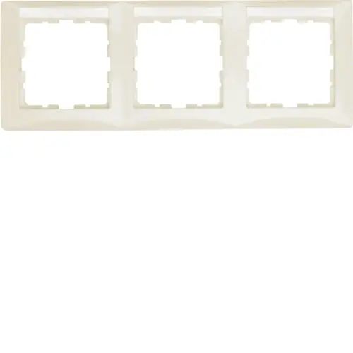 Berker 10238912 afdekraam 3-voudig horizontaal met tekstveld S1 creme glans