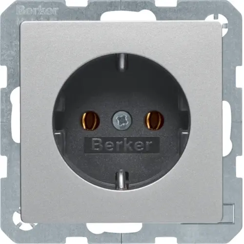 Berker 47436084 wandcontactdoos randaarde Q1/Q3/Q7 aluminium