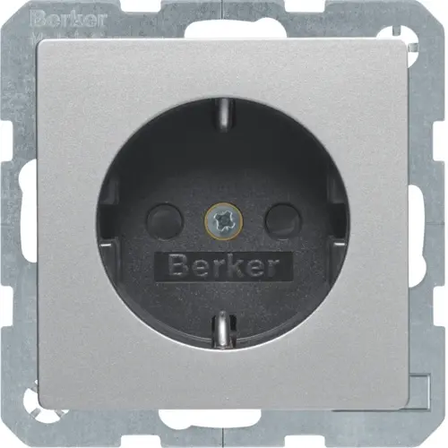 Berker 47236084 wandcontactdoos randaarde kindveilig Q1/Q3/Q7 aluminium