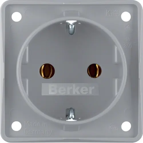 Berker 947782506 Integro Flow wandcontactdoos randaarde steekklemmen grijs mat