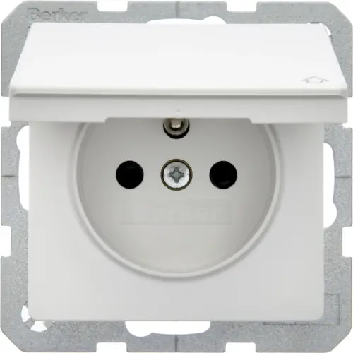 Berker 6765836089 wandcontactdoos randaarde aardingspen kindveilig klapdeksel Q1/Q3/Q7 wit
