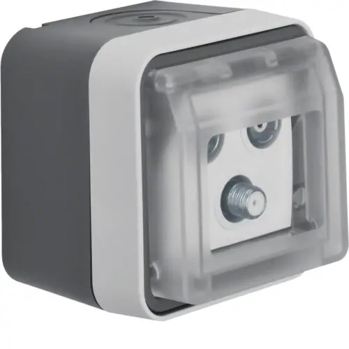 Berker 12033535 W1 COAX satelliet wandcontactdoos einddoos compleet grijs