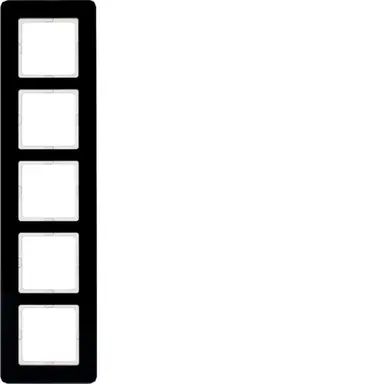 Berker 10156076 afdekraam 5-voudig Q7 glas zwart