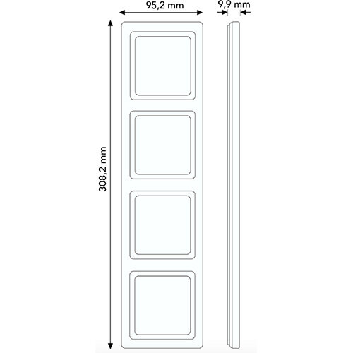 Berker 10146076 afdekraam 4-voudig Q7 glas zwart