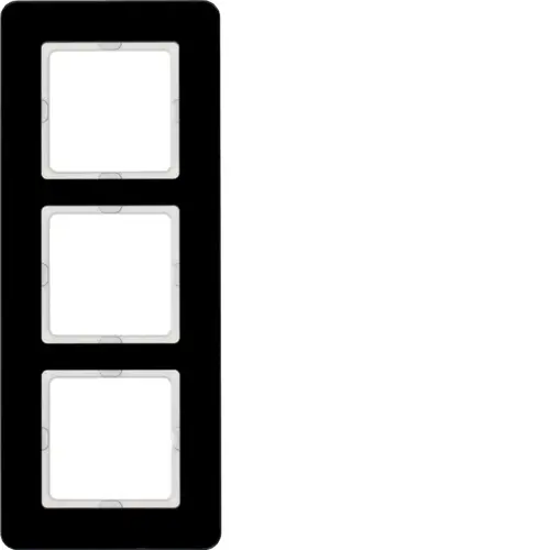Berker 10136076 afdekraam 3-voudig Q7 glas zwart