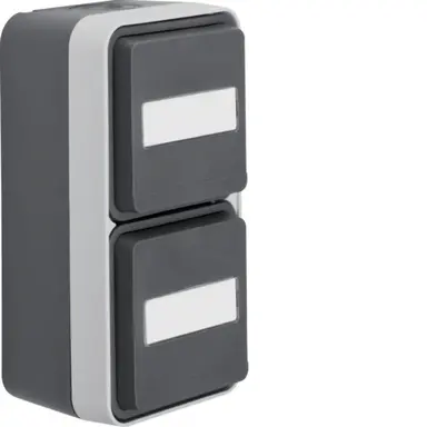 Berker 47703535 W1 wandcontactdoos met randaarde en tekstveld 2-voudig verticaal compleet grijs