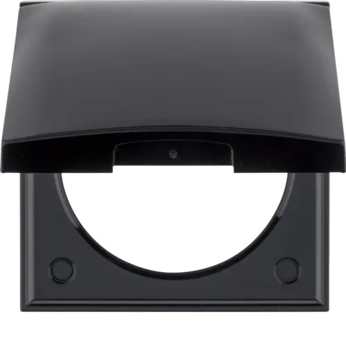 Berker 918282510 Integro Flow afdekraam 1-voudig met klapdeksel zwart glans