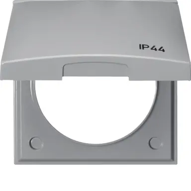 Berker 918282597 Integro Flow afdekraam 1-voudig met klapdeksel grijs glans IP44
