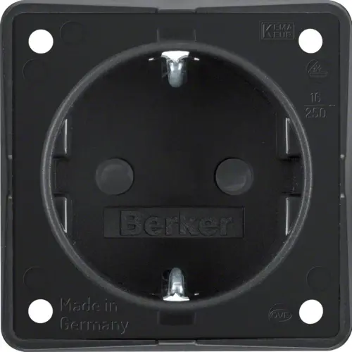 Berker 947792503 Integro Flow wandcontactdoos randaarde kindveilig steekklemmen zwart mat