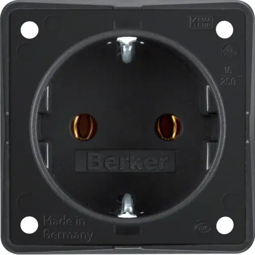 Berker 947782503 Integro Flow wandcontactdoos randaarde steekklemmen zwart mat