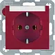 Berker 47508902 wandcontactdoos randaarde met tekstveld steekklem S1/B3/B7 rood glans