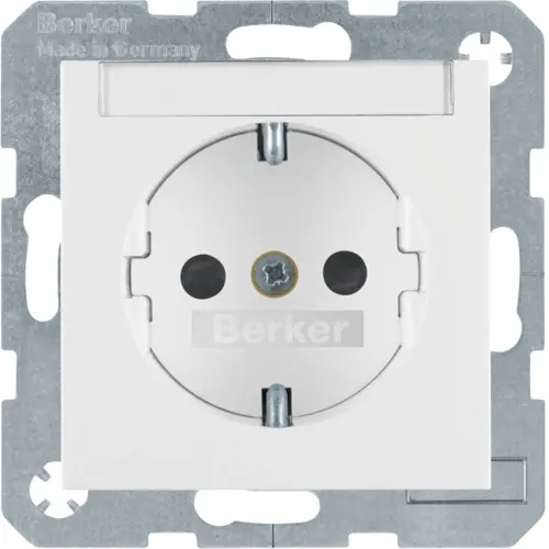 Berker 47498989 wandcontactdoos randaarde kindveilig tekstveld S1/B3/B7 wit glans