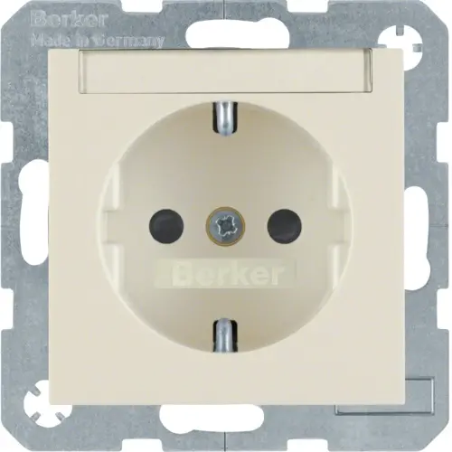 Berker 47498982 wandcontactdoos randaarde kindveilig tekstveld S1/B3/B7 creme glans