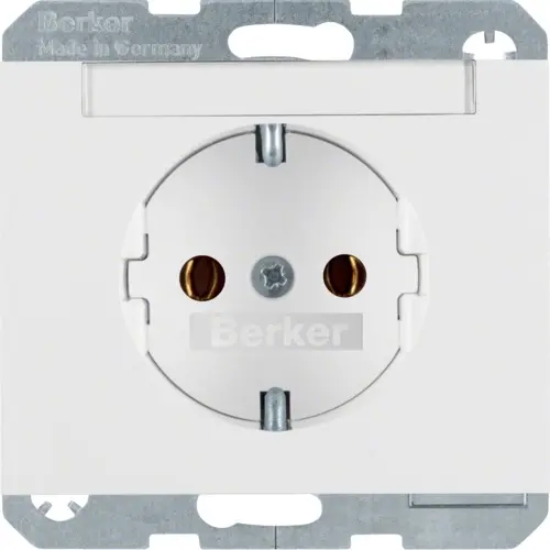 Berker 47397009 wandcontactdoos randaarde tekstveld K1 wit
