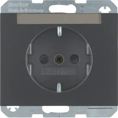 Berker 47387006 wandcontactdoos randaarde kindveilig tekstveld K1 antraciet