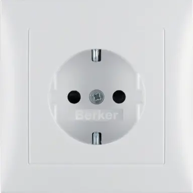 Berker 47229909 wandcontactdoos randaarde kindveilig voor afzonderlijke montage S1/B3/B7 wit mat