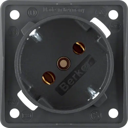 Berker 841852525 Integro Flow wandcontactdoos randaarde 45 graden schroefklemmen antraciet mat