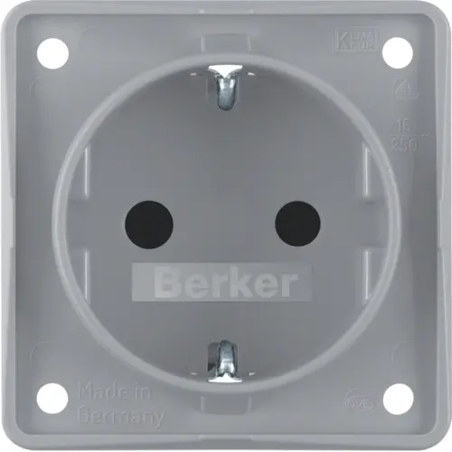 Berker 947792506 Integro Flow wandcontactdoos randaarde kindveilig steekklemmen grijs mat