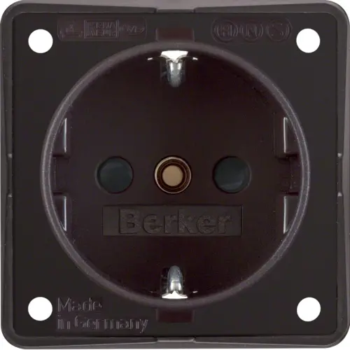 Berker 941952501 Integro Flow wandcontactdoos randaarde kindveilig schroefklemmen bruin mat