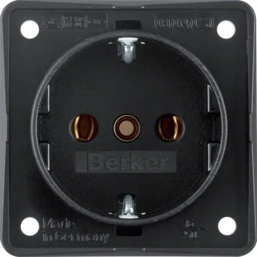 Berker 9418505 Integro Flow wandcontactdoos randaarde schroefklemmen zwart mat