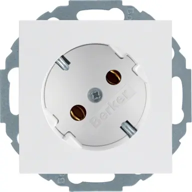 Berker 47271909 wandcontactdoos randaarde 45 graden gedraaid S1/B3/B7 wit mat