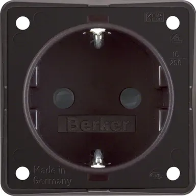 Berker 947792501 Integro Flow wandcontactdoos randaarde kindveilig steekklemmen bruin mat
