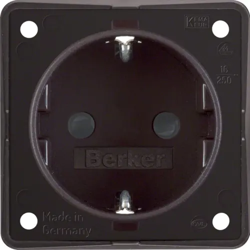 Berker 947792501 Integro Flow wandcontactdoos randaarde kindveilig steekklemmen bruin mat