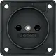 Berker 9619405 Integro Flow wandcontactdoos zonder randaarde kindveilig zwart mat