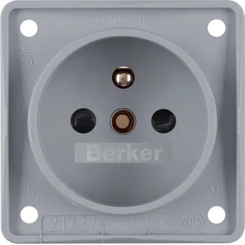 Berker 961952506 Integro Flow wandcontactdoos penaarde kindveilig grijs mat
