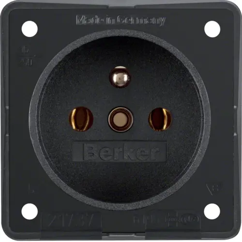 Berker 9619505 Integro Flow wandcontactdoos penaarde kindveilig zwart mat