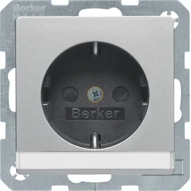Berker 47496084 wandcontactdoos randaarde kindveilig tekstveld Q1/Q3/Q7 aluminium