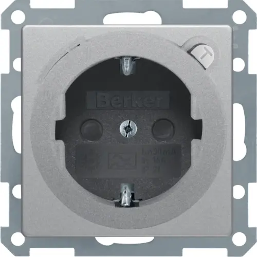 Berker 47086084 wandcontactdoos randaarde kindveilig aardlekschakelaar Q1/Q3/Q7 aluminium