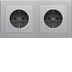 Berker 47206084 wandcontactdoos 2-voudig randaarde compleet voorbedraad voor duo-inbouwdoos Q1 aluminium