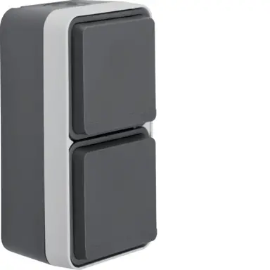 Berker 47703555 W1 wandcontactdoos 2-voudig randaarde kindveilig verticaal compleet grijs