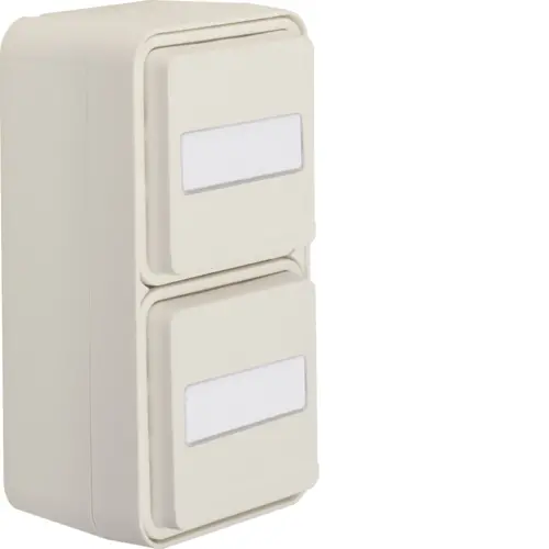 Berker 47703532 W1 wandcontactdoos met randaarde en tekstveld 2-voudig verticaal compleet wit