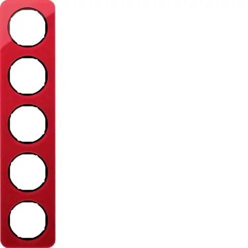 Berker 10152344 afdekraam 5-voudig R1 transparant rood acryl zwart
