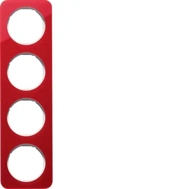 Berker 10142349 afdekraam 4-voudig R1 transparant rood acryl wit