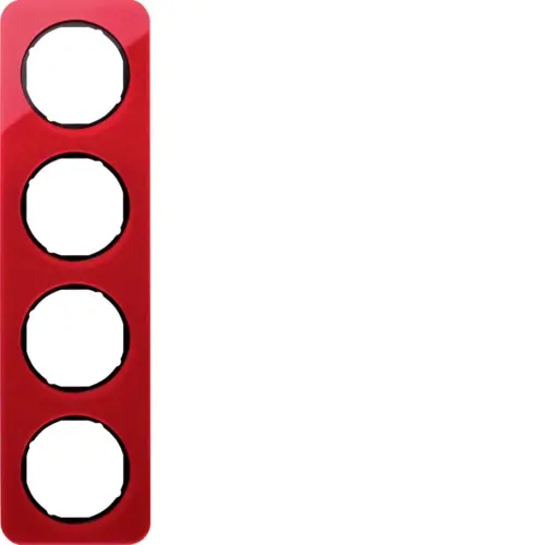 Berker 10142344 afdekraam 4-voudig R1 transparant rood acryl zwart