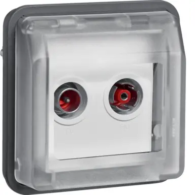 Berker 12033555 W1 COAX antenne wandcontactdoos rijgdoos bovendeel grijs