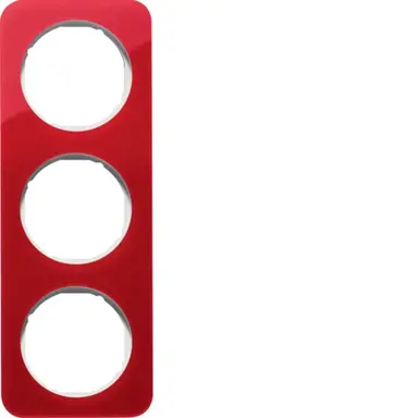 Berker 10132349 afdekraam 3-voudig R1 transparant rood acryl wit