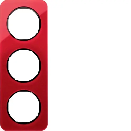 Berker 10132344 afdekraam 3-voudig R1 transparant rood acryl zwart