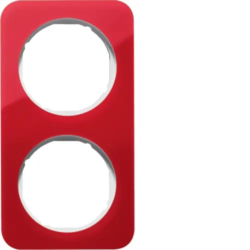 Berker 10122349 afdekraam 2-voudig R1 transparant rood acryl wit