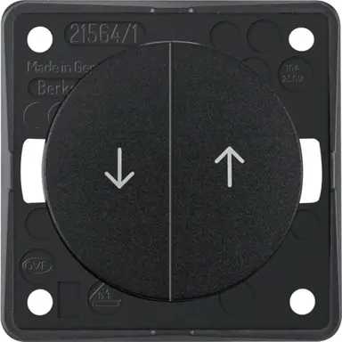 Berker 936532510 Integro Flow jaloezie impulsdrukker met pijlsymbolen zwart glans