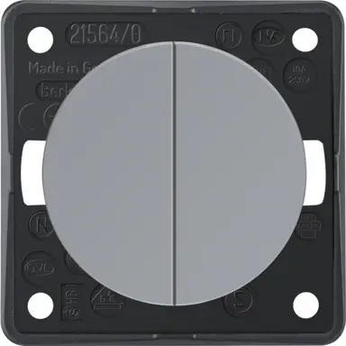 Berker 936752507 Integro Flow serie impulsdrukker 2x maakcontact grijs glans