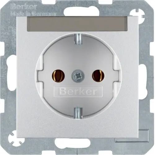 Berker 47501404 wandcontactdoos randaarde tekstveld S1/B3/B7 aluminium mat