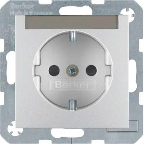 Berker 47491404 wandcontactdoos randaarde kindveilig tekstveld S1/B3/B7 aluminium mat