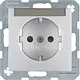 Berker 47491404 wandcontactdoos randaarde kindveilig tekstveld S1/B3/B7 aluminium mat