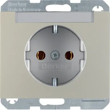 Berker 47397004 wandcontactdoos randaarde tekstveld K5 edelstaal