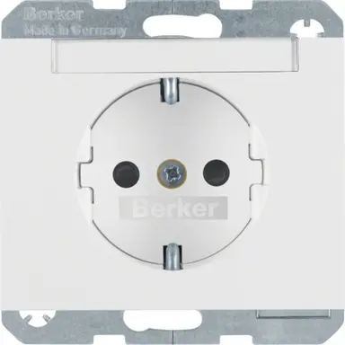 Berker 47387009 wandcontactdoos randaarde kindveilig tekstveld K1 wit