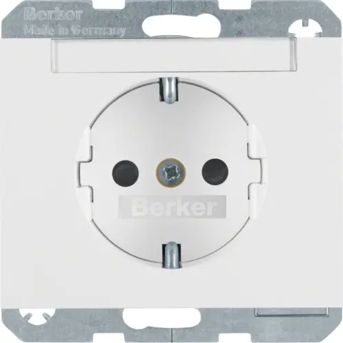 Berker 47387009 wandcontactdoos randaarde kindveilig tekstveld K1 wit